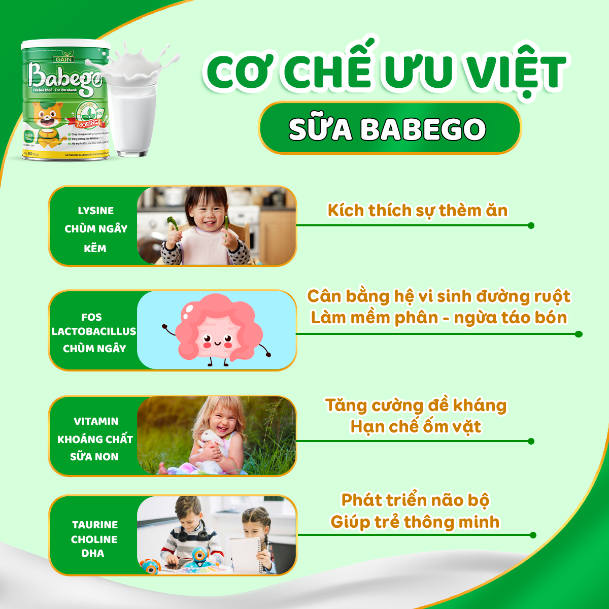 Sữa Babego cải thiện tình trạng táo bón cho trẻ